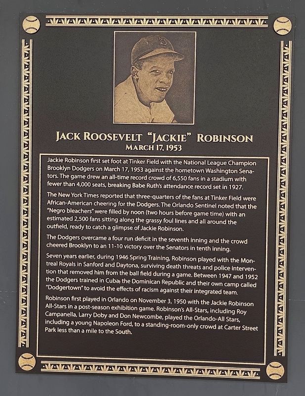 Jackie Robinson Marker. Click for full size. Jackie Robinson Marker image. Click for full size.