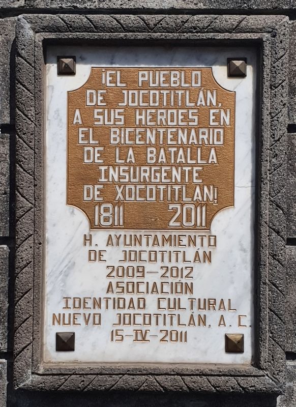 Bicentennial of the Battle of Xocotitl�n Marker image. Click for full size.
