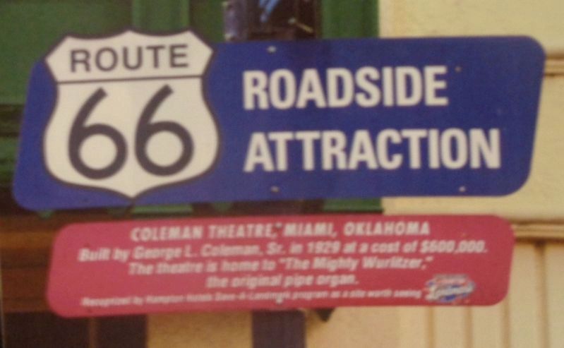 Coleman Theatre, Miami, Oklahoma Marker image. Click for full size.
