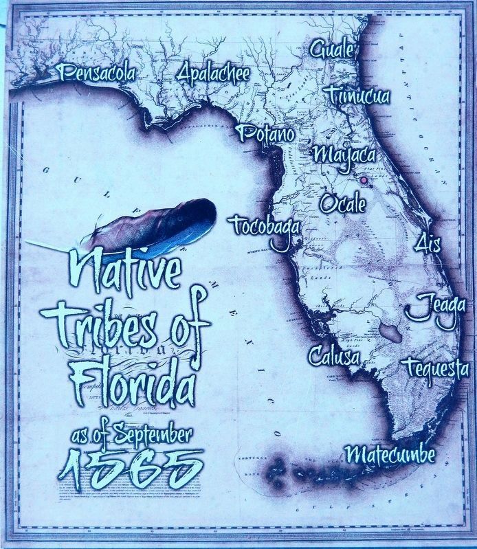 Marker detail: Florida Tribe Distribution in 1565 image. Click for full size.
