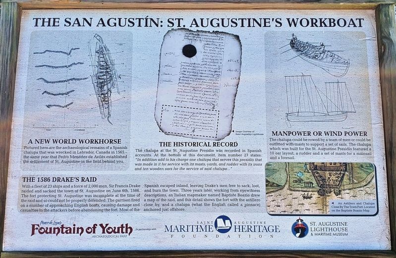 The San Agustn: St. Augustines Workboat Marker image. Click for full size.