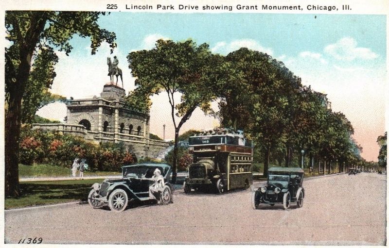 <i>Lincoln Park Drive showing Grant Monument, Chicago, Ill.</i> image. Click for full size.