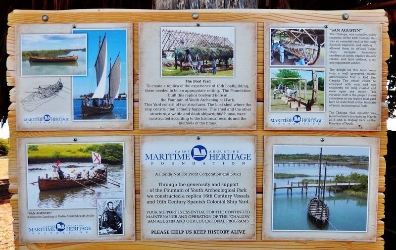 Boat Yard & San Agustn Exhibit Panel<br>(<i>located near marker</i>) image. Click for full size.