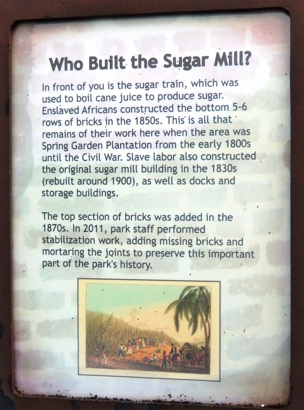Who Built the Sugar Mill? Marker image. Click for full size.