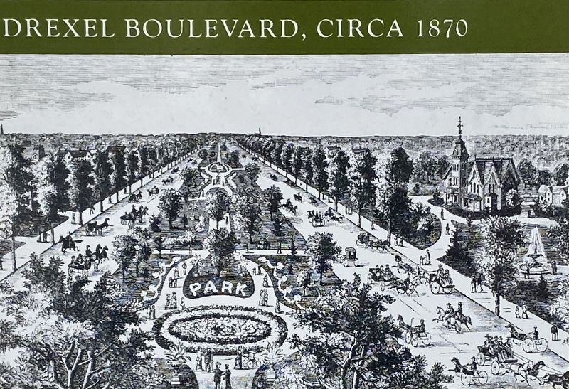 Marker inset: <i>Drexel Boulevard, circa 1870</i> image. Click for full size.