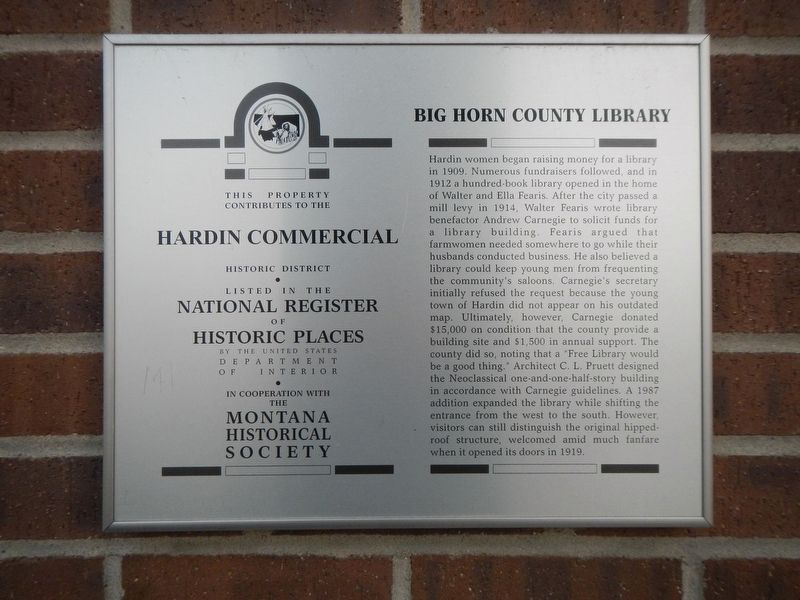 Big Horn County Library Marker image. Click for full size.