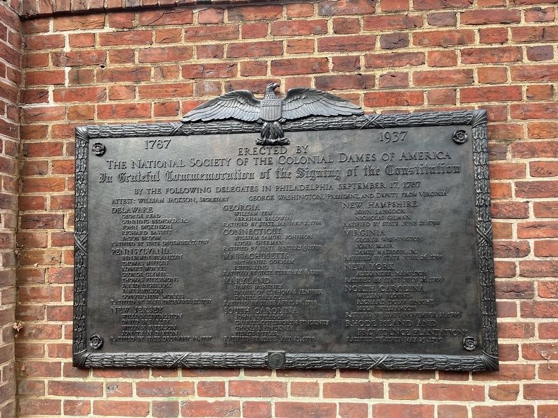 In Grateful Commemoration of the Signing of the Constitution Marker image. Click for full size.