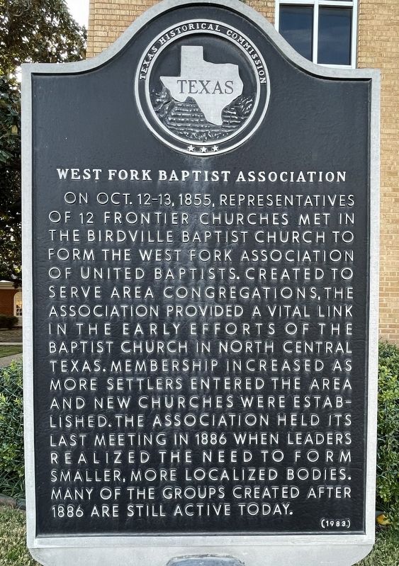 West Fork Baptist Association Marker image. Click for full size.