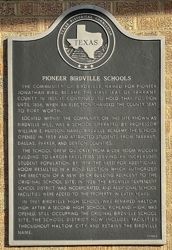 Pioneer Birdville Schools Marker image. Click for full size.