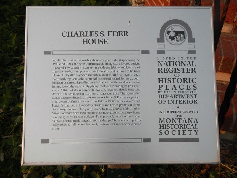 Charles S. Eder House Marker image. Click for full size.