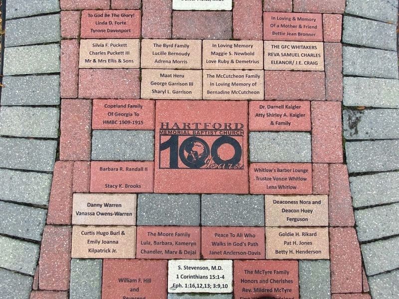 Hartford Memorial Baptist Church Brick Pavers Celebrating 100 Years. Click for full size. Hartford Memorial Baptist Church Brick Pavers Celebrating 100 Years image. Click for full size.