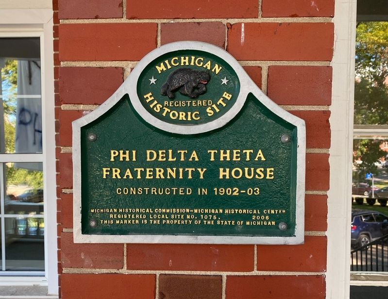 Phi Delta Theta Fraternity House Marker image. Click for full size.