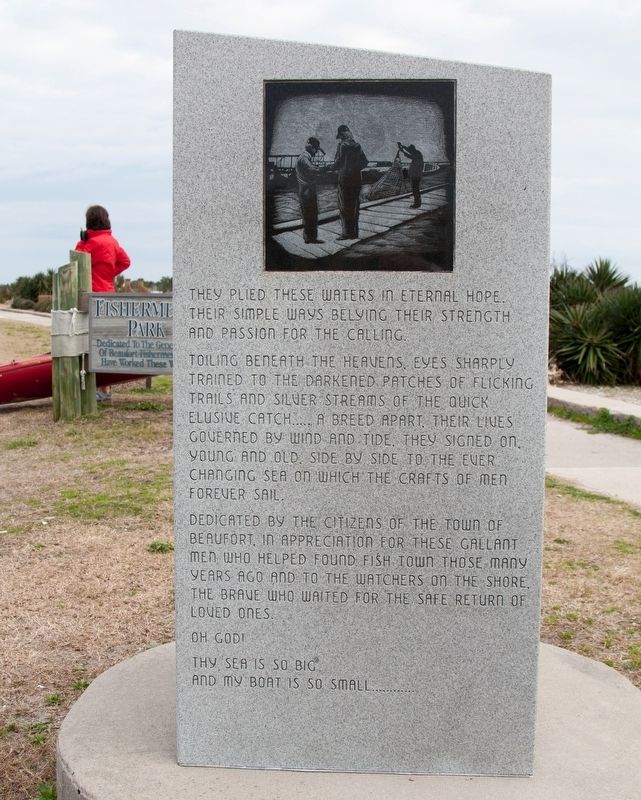 Menhaden Fishermen Monument. Click for full size. Menhaden Fishermen Monument image. Click for full size.