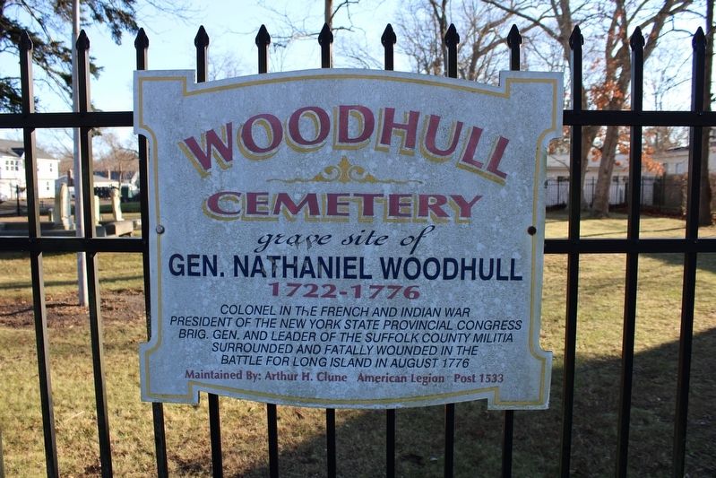 Woodhull Cemetery plaque image. Click for full size.