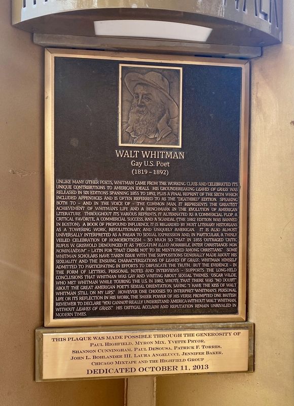 Walt Whitman Marker image. Click for full size.