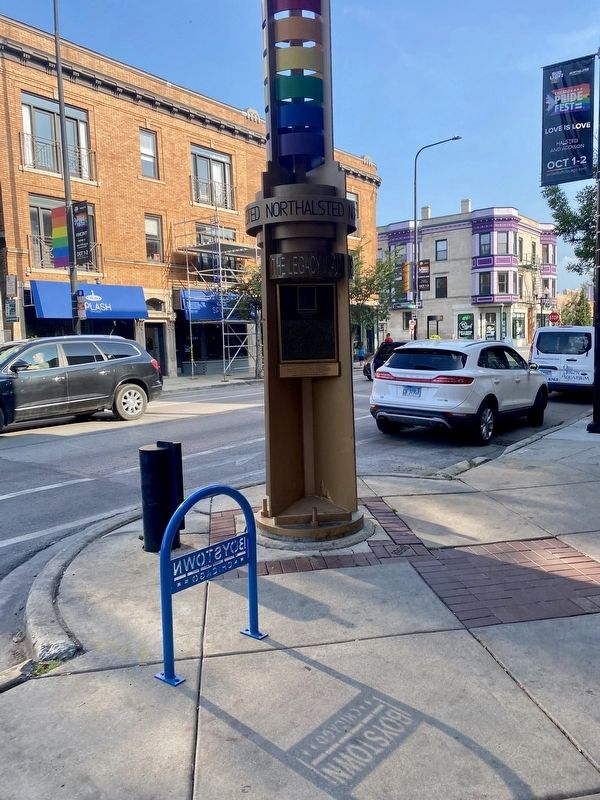 Walt Whitman Marker - wide view image. Click for full size.