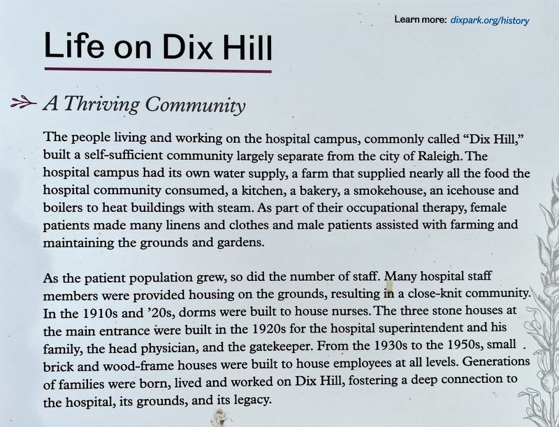 Life on Dix Hill Marker: A Thriving Community image. Click for full size.