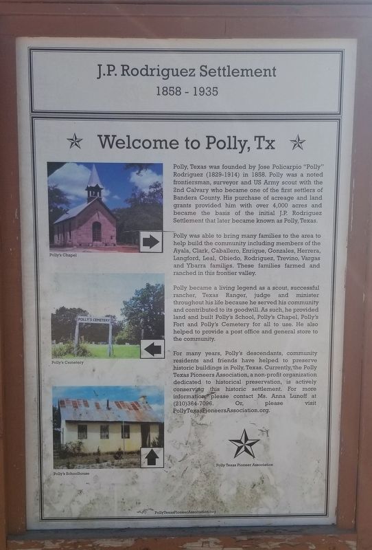 Welcome to Polly, Tx Marker - Reverse side image. Click for full size.