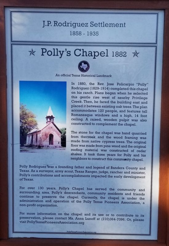 Polly's Chapel 1882 Marker image. Click for full size.