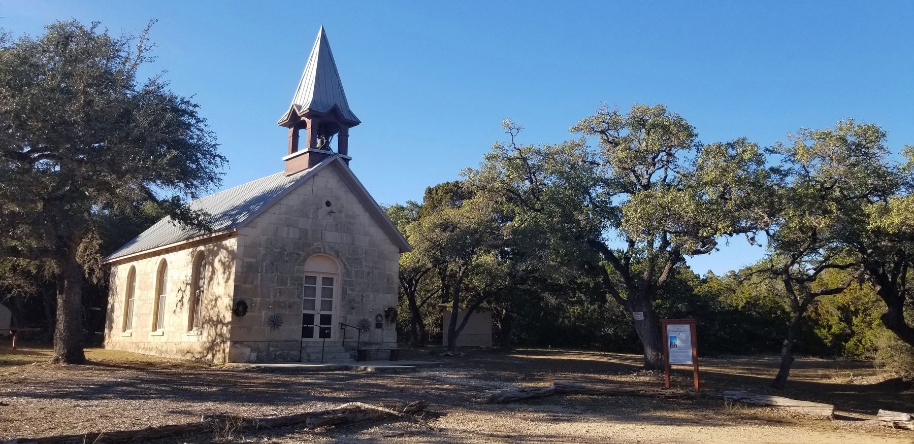 The view of Polly's Chapel and Marker from the parking area image. Click for full size.