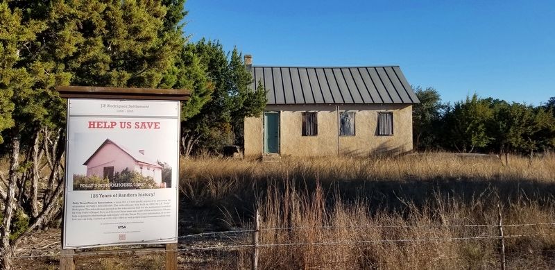 The Polly's Schoolhouse and Marker from the road. Click for full size. The Polly's Schoolhouse and Marker from the road image. Click for full size.