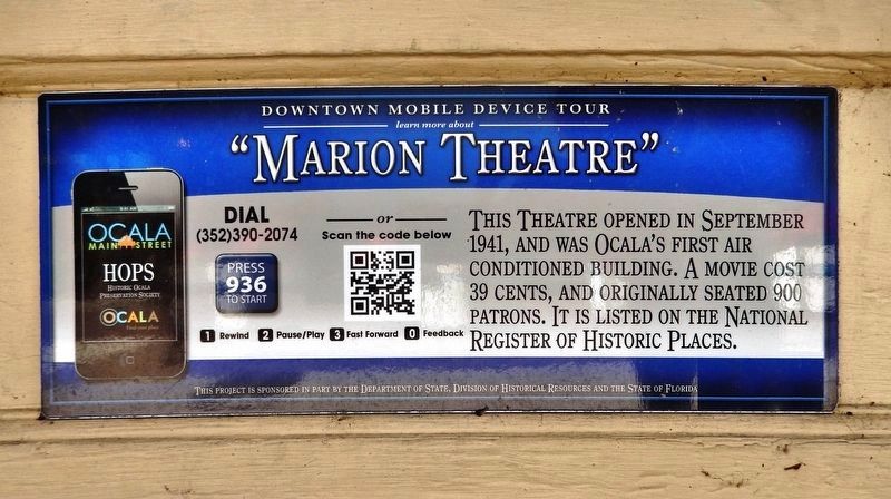 Marion Theatre Marker. Click for more information. Marion Theatre Marker image. Click for more information.