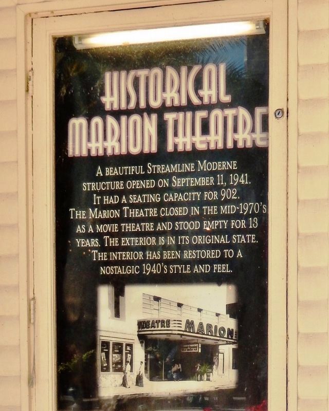 Historical Marion Theatre Panel<br>(<i>directly above marker</i>) image. Click for full size.