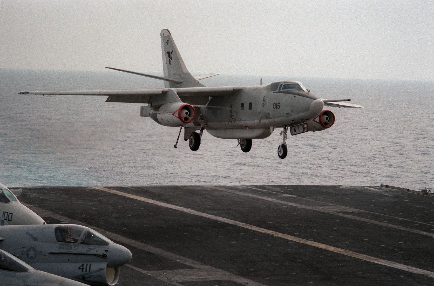 Douglas Skywarrior landing on a carrier image. Click for full size.