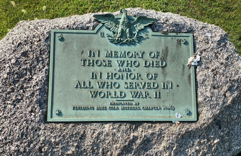Flushing World War II Memorial. Click for full size. Flushing World War II Memorial image. Click for full size.