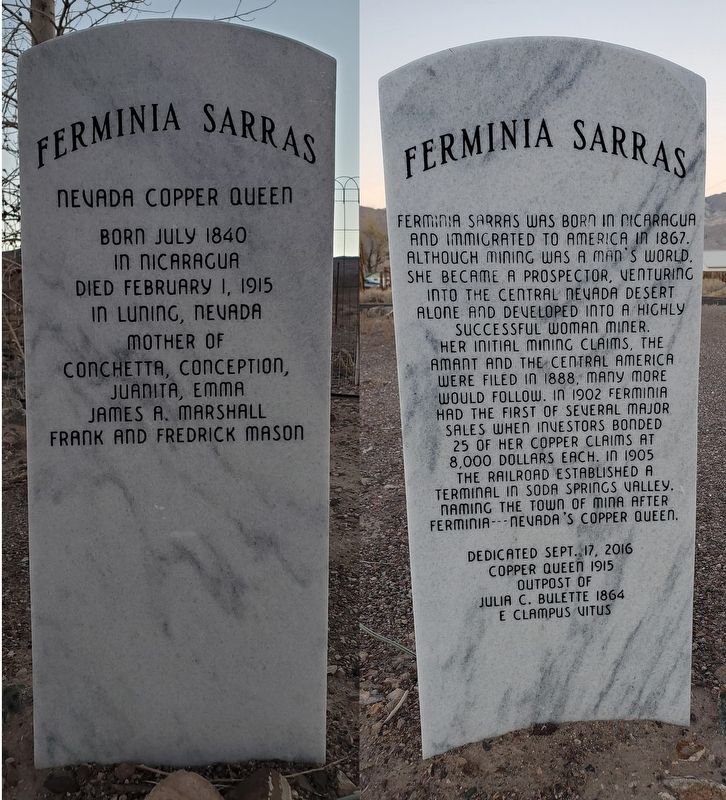 Firminia Sarras Marker. Click for full size. Firminia Sarras Marker image. Click for full size.