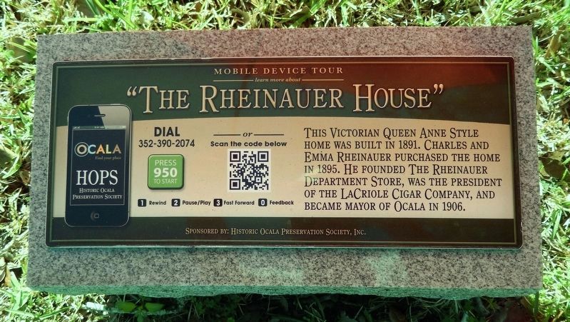 The Rheinauer House Marker. Click for more information. The Rheinauer House Marker image. Click for more information.