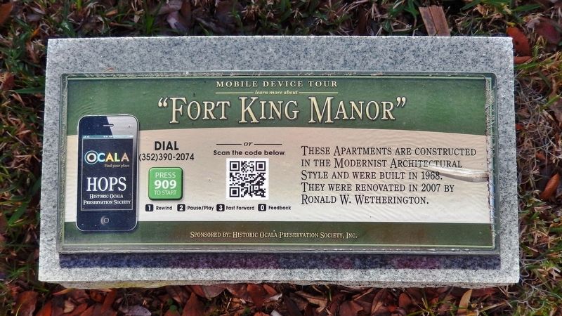 Fort King Manor Marker image. Click for full size.