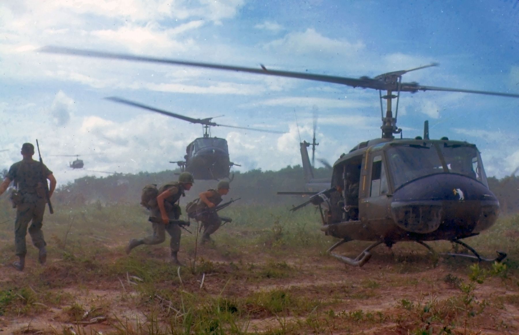 U.S. Army Bell UH-1D helicopters airlift members of the 2nd Battalion in Vietnam image. Click for full size.