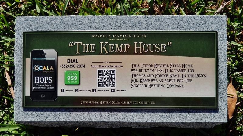 The Kemp House Marker image. Click for more information.