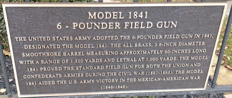 Model 1841 6 - Pounder Field Gun Marker. Click for full size. Model 1841 6 - Pounder Field Gun Marker image. Click for full size.