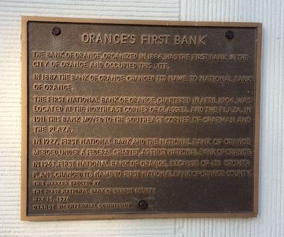 Orange's First Bank Marker image. Click for full size.