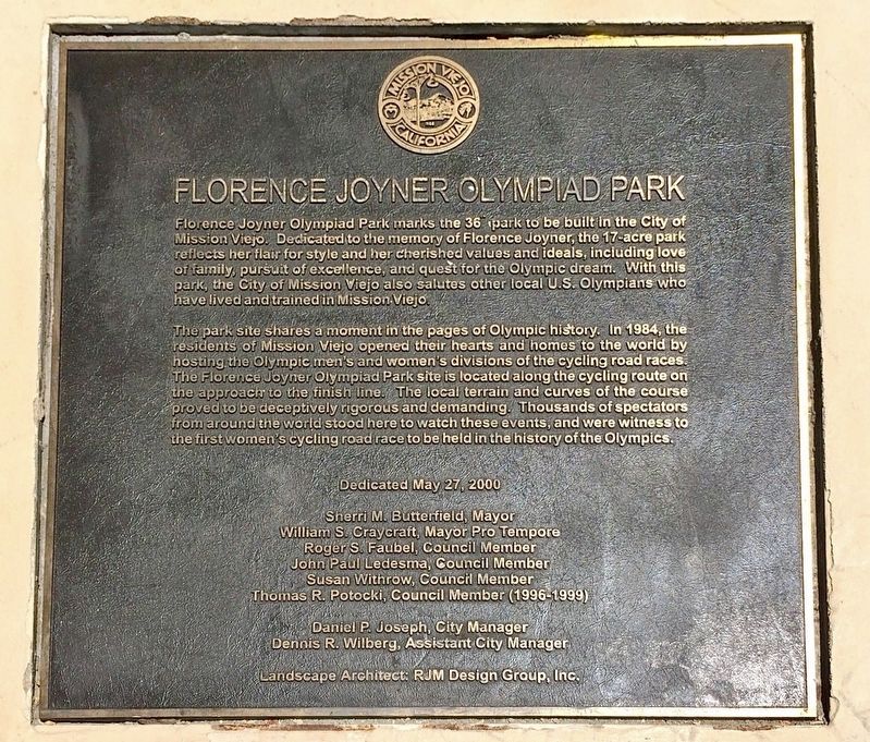 Florence Joyner Olympiad Park Marker image. Click for full size.