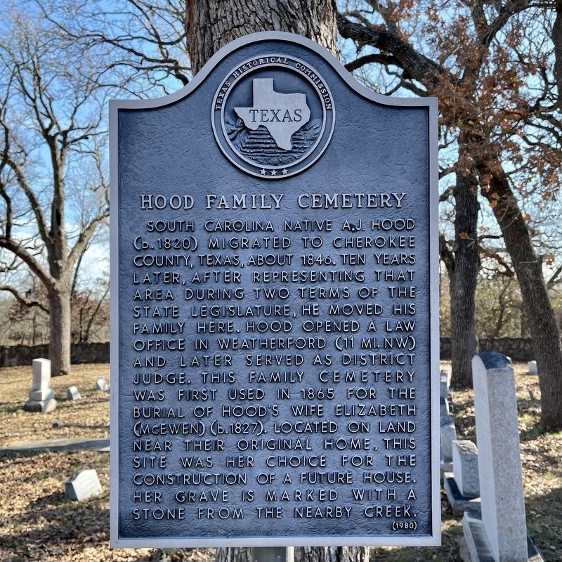 Hood Family Cemetery Marker. Click for full size. Hood Family Cemetery Marker image. Click for full size.
