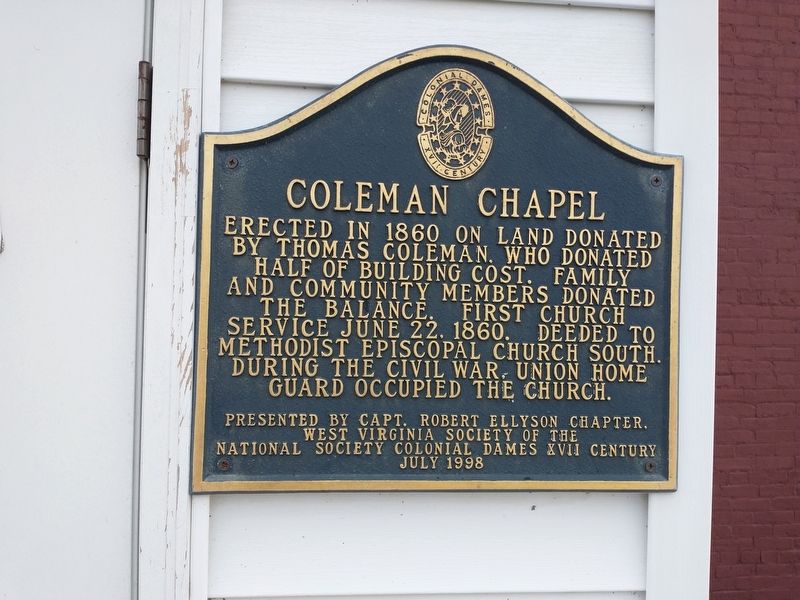Coleman Chapel Marker. Click for full size. Coleman Chapel Marker image. Click for full size.