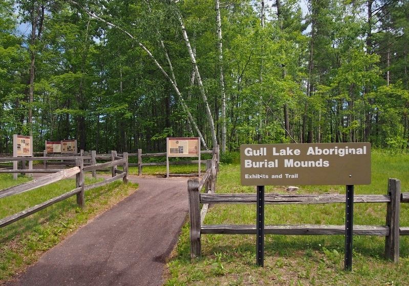 In Death, a Story of Life: The Gull Lake Burial Mounds Marker. Click for full size. In Death, a Story of Life: The Gull Lake Burial Mounds Marker image. Click for full size.