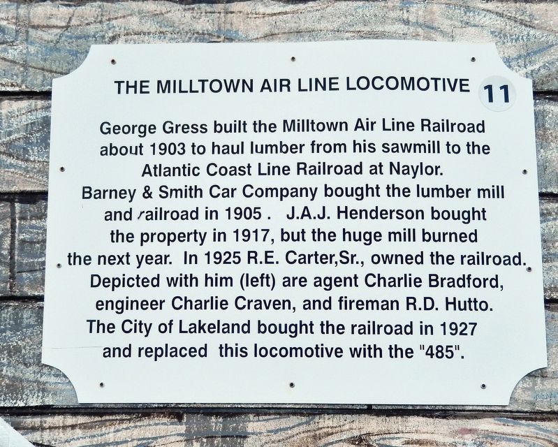 The Milltown Air Line Locomotive Marker image. Click for full size.