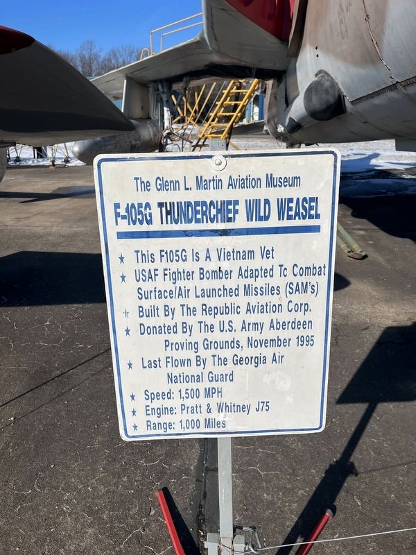 F-105G Thunderchief Wild Weasel Marker. Click for full size. F-105G Thunderchief Wild Weasel Marker image. Click for full size.
