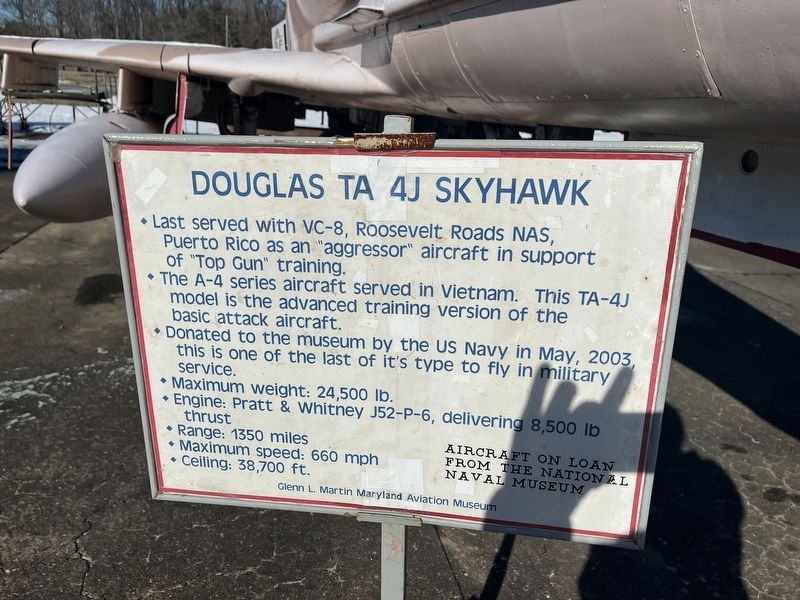 Douglas TA 4J Skyhawk Marker. Click for full size. Douglas TA 4J Skyhawk Marker image. Click for full size.