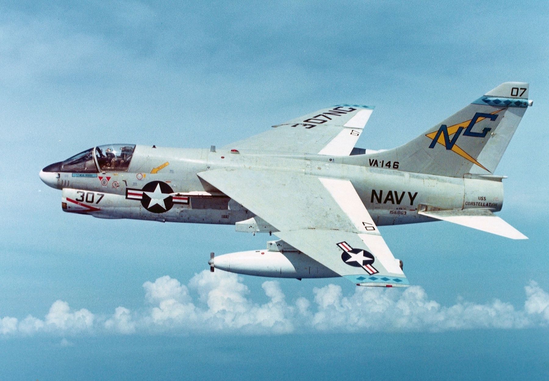 A-7E Corsair II of VA-146 in flight. Click for full size. A-7E Corsair II of VA-146 in flight image. Click for full size.
