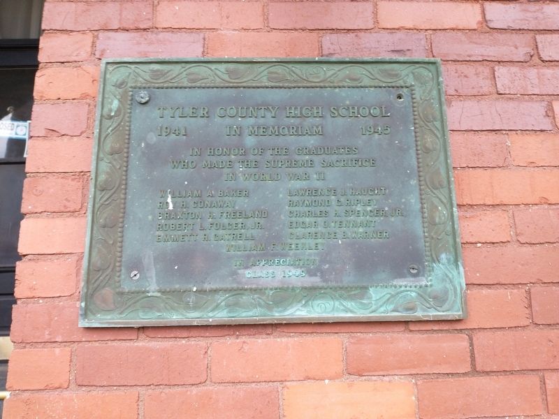 Tyler County High School World War II Memorial. Click for full size. Tyler County High School World War II Memorial image. Click for full size.