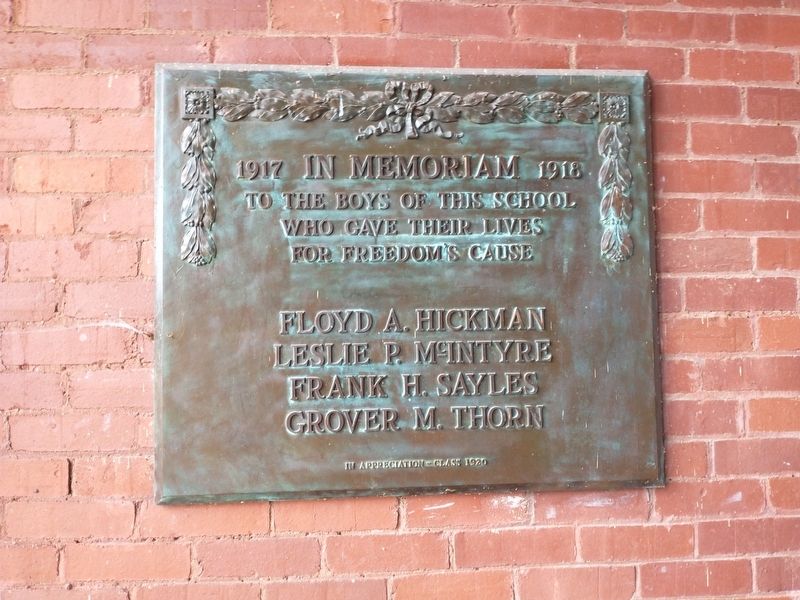 Tyler County High School World War I Memorial. Click for full size. Tyler County High School World War I Memorial image. Click for full size.