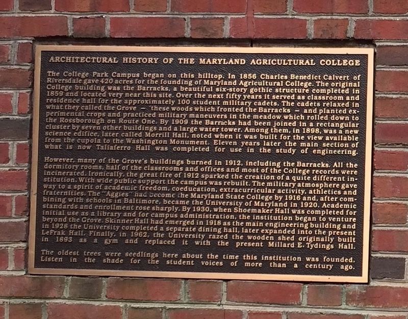 Architectural History of the Maryland Agricultural College Marker image. Click for full size.