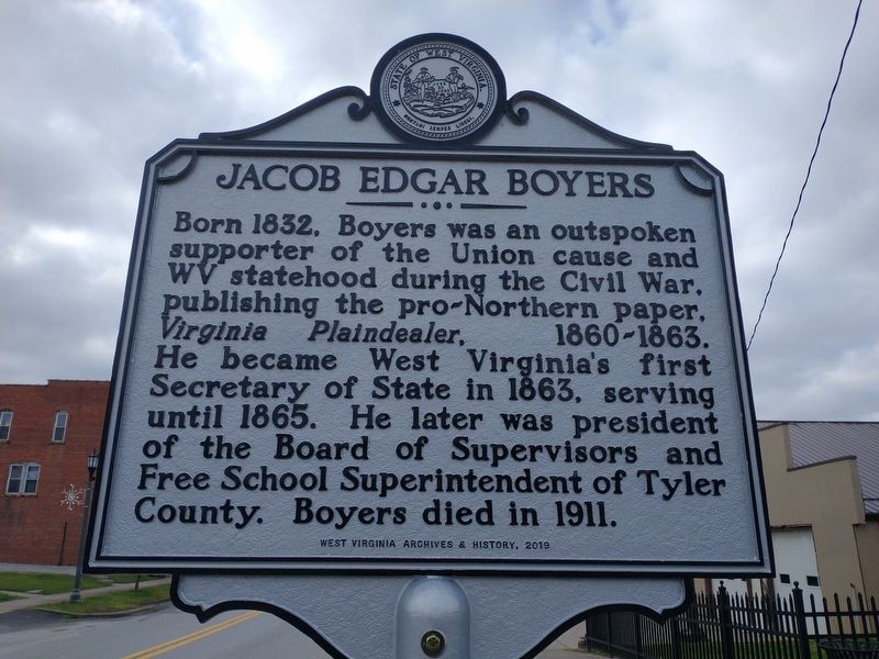 Jacob Edgar Boyers Marker. Click for full size. Jacob Edgar Boyers Marker image. Click for full size.