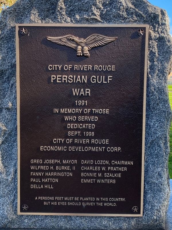 River Rouge Persian Gulf Veterans Memorial. Click for full size. River Rouge Persian Gulf Veterans Memorial image. Click for full size.