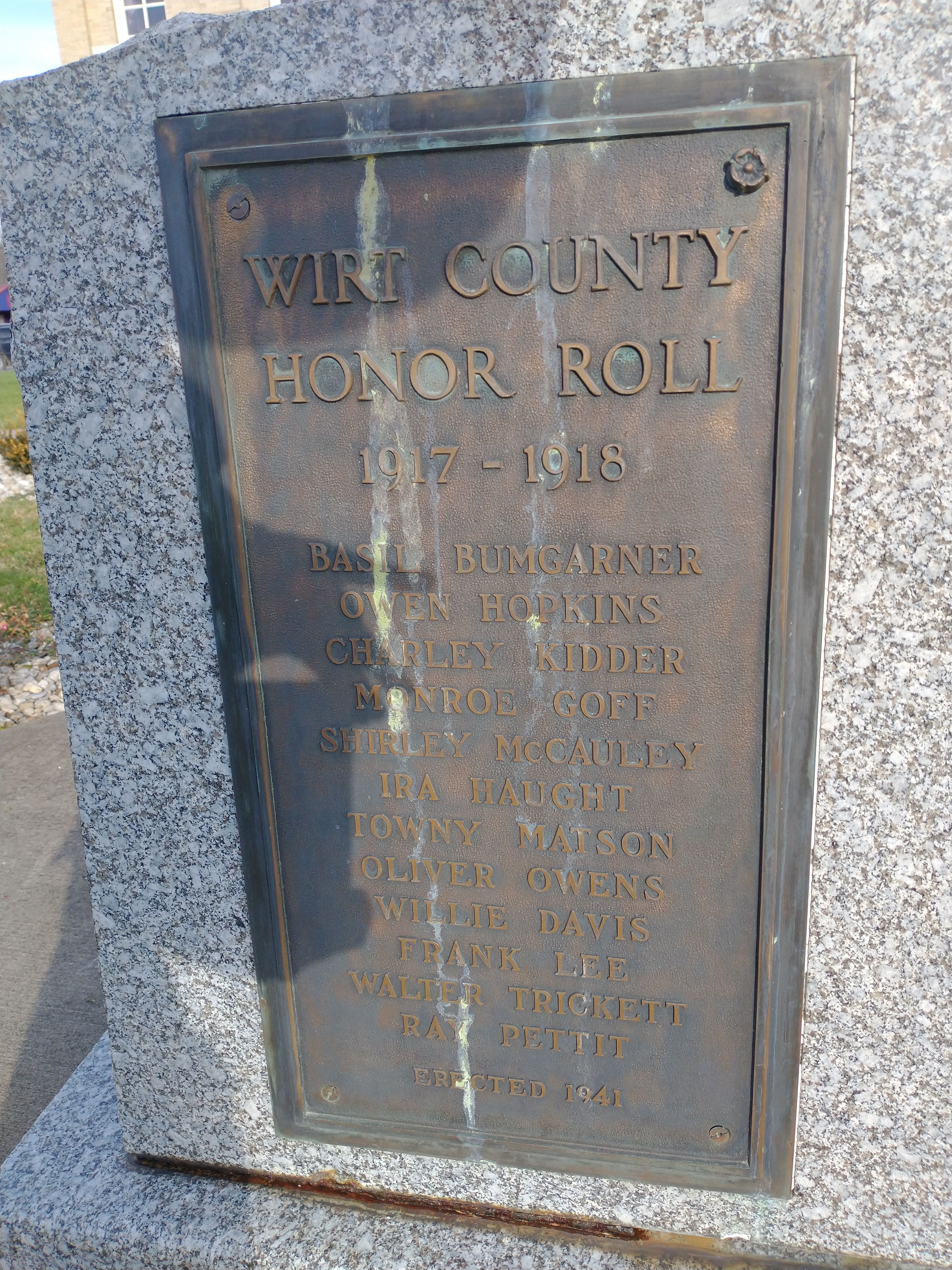 Wirt County Honor Roll Marker
